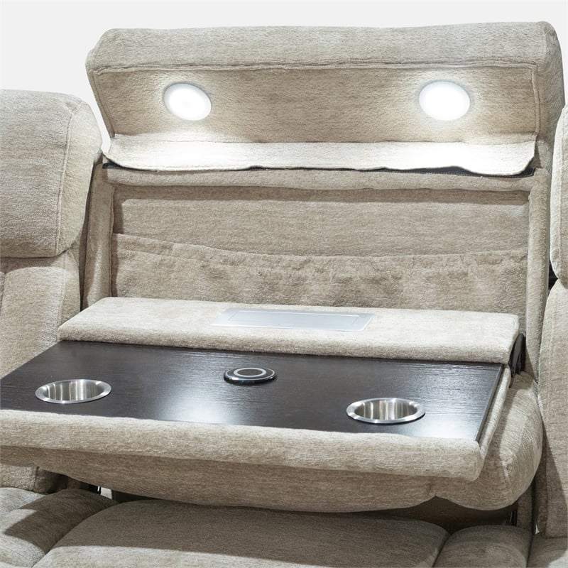Pemberly Row Contemporary Fabric Power Reclining Sofa and Loveseat