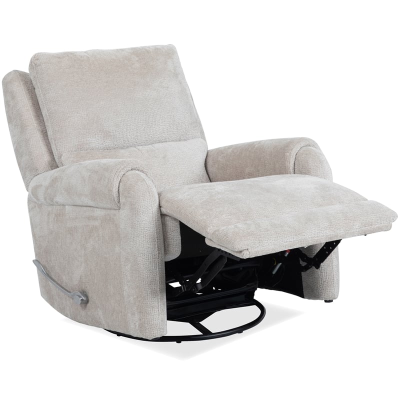Pemberly Row Contemporary Ecru Mist Manual Swivel Glider Recliner