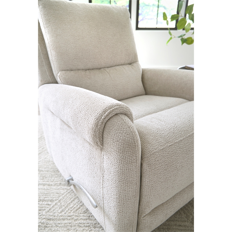 Pemberly Row Contemporary Ecru Mist Manual Swivel Glider Recliner