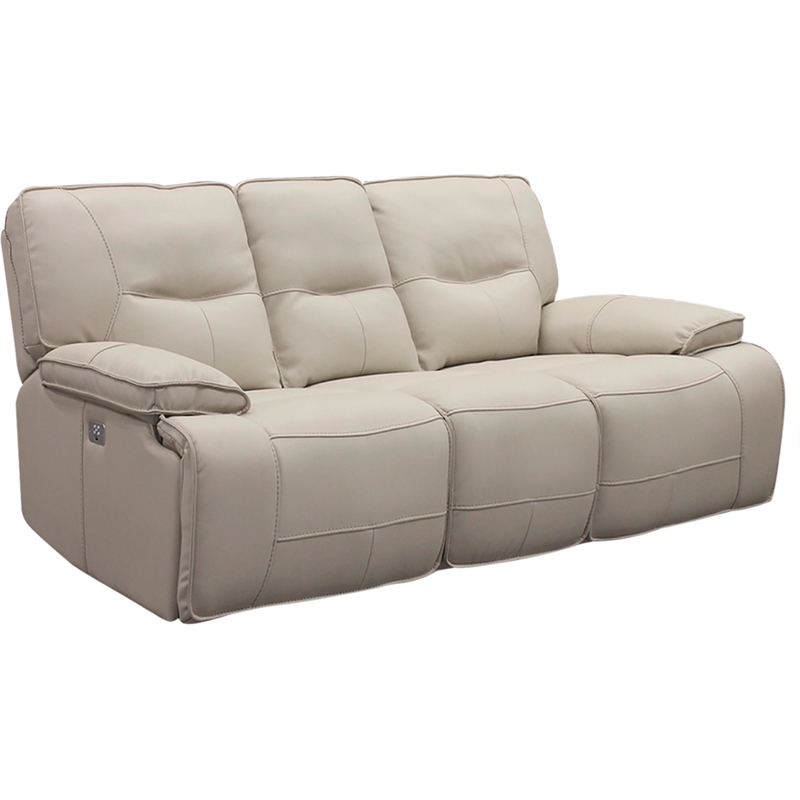 Pemberly Row Contemporary Oyster Power Reclining Sofa and Two Recliners