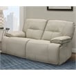 Pemberly Row Contemporary Oyster Power Reclining Sofa and Loveseat