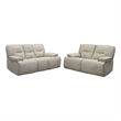 Pemberly Row Contemporary Oyster Power Reclining Sofa and Loveseat