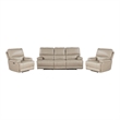 Pemberly Row Contemporary Linen Power Reclining Sofa and Two Recliners