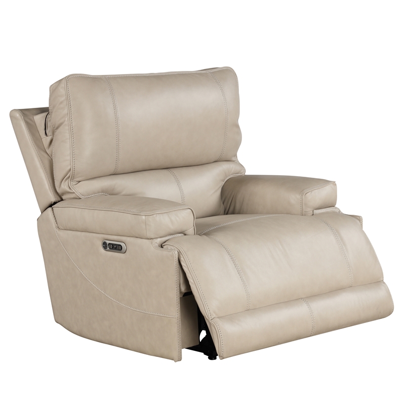 Pemberly Row Contemporary Linen Power Reclining Sofa and Recliner