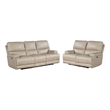 Pemberly Row Contemporary Linen Power Reclining Sofa and Loveseat