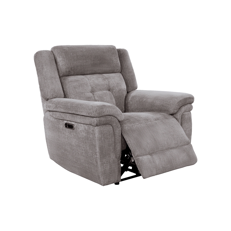 Pemberly Row Contemporary Bristol Grey Power Reclining Sofa and Recliner
