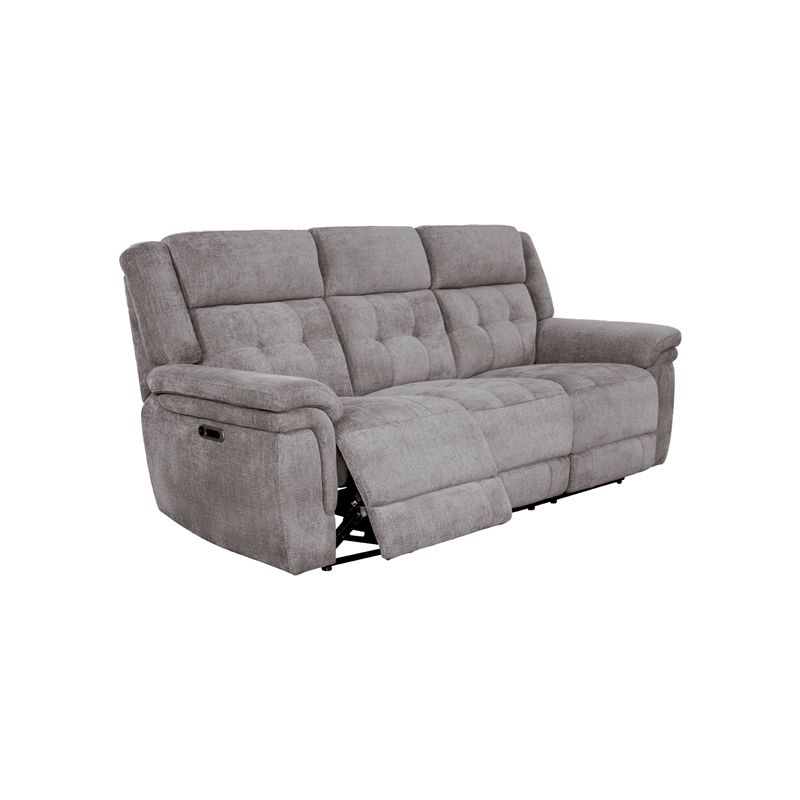 Pemberly Row Contemporary Bristol Grey Power Reclining Sofa and Loveseat