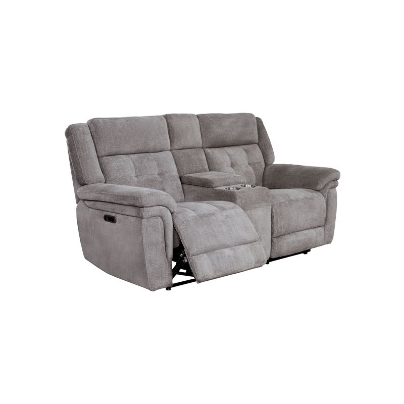 Pemberly Row Contemporary Bristol Grey Power Reclining Sofa and Loveseat