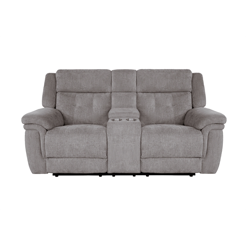 Pemberly Row Contemporary Bristol Grey Power Reclining Sofa and Loveseat