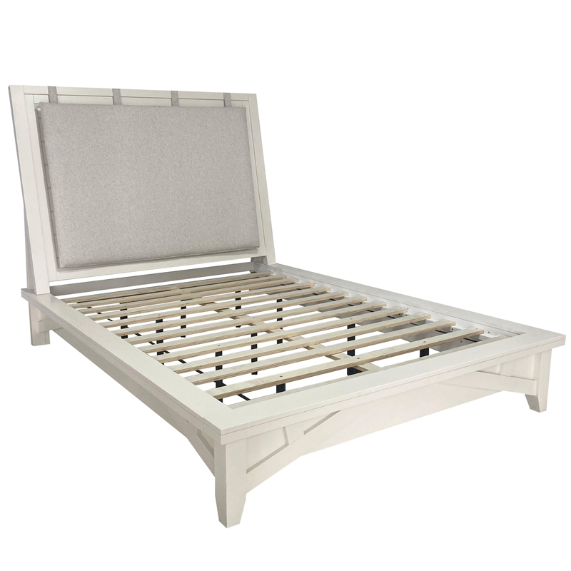 Pemberly Row Contemporary Bedroom Queen Platform Bed with 2 Nightstands