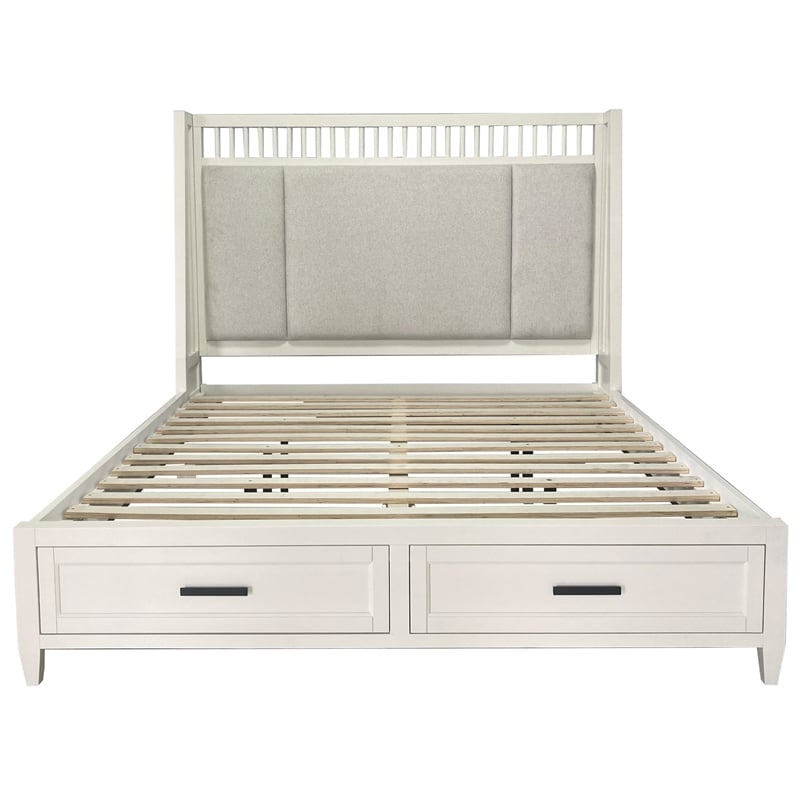 Pemberly Row Contemporary Bedroom Queen Shelter Bed with 2 Nightstands