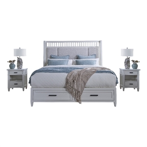 Pemberly Row Contemporary Bedroom Queen Shelter Bed with 2 Nightstands