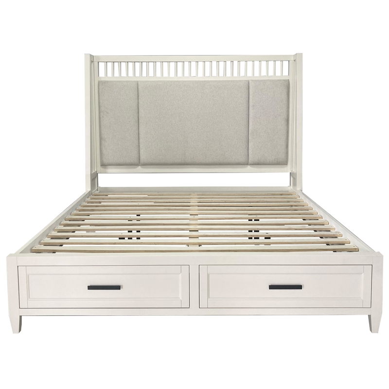 Pemberly Row Contemporary Bedroom King Shelter Bed with 2 Nightstands