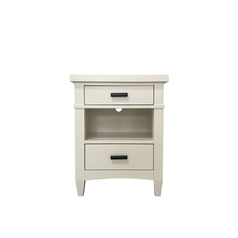 Pemberly Row Contemporary Bedroom King Shelter Bed with 2 Nightstands