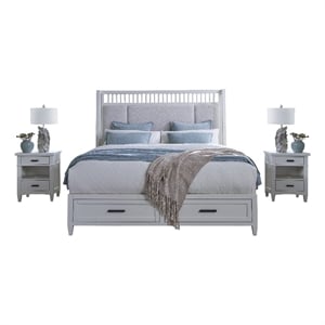 Pemberly Row Contemporary Bedroom King Shelter Bed with 2 Nightstands