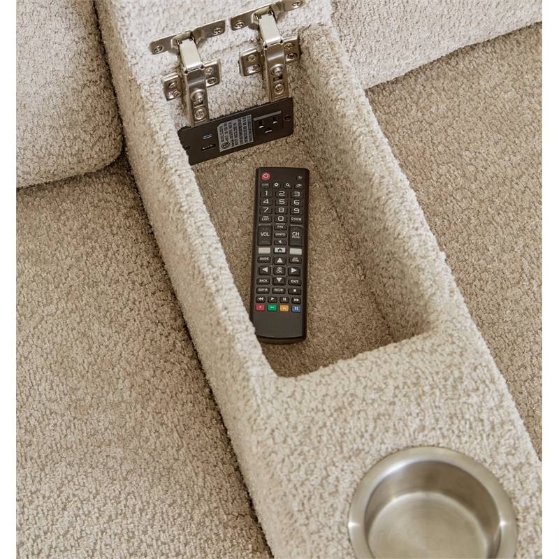 Pemberly Row Contemporary Buttercream 6 Piece Power Reclining Sectional