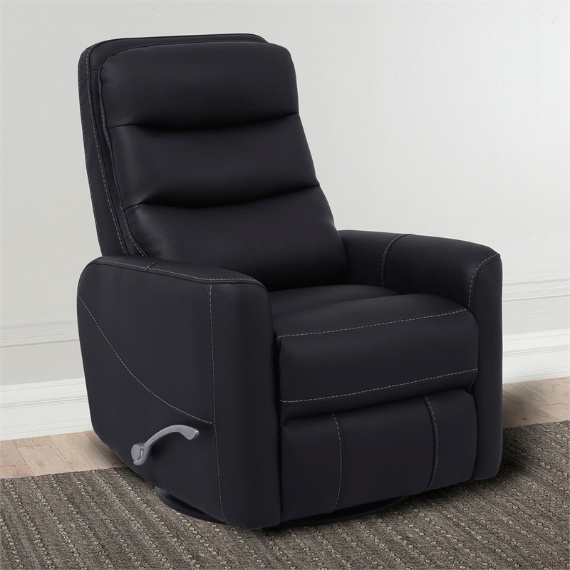 Pemberly Row Contemporary Black Swivel Glider Recliner Two Pack