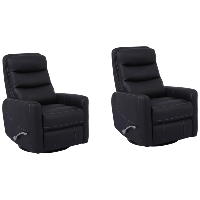 Pemberly Row Contemporary Black Swivel Glider Recliner Two Pack