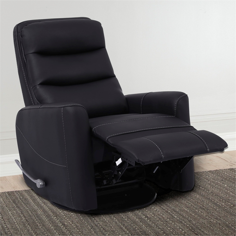 Pemberly Row Contemporary Black Swivel Glider Recliner Two Pack