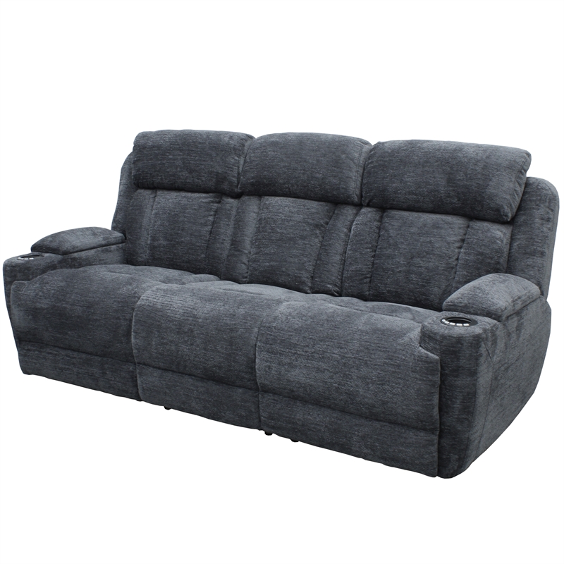 Pemberly Row Contemporary Charcoal Power Reclining Sofa and Recliner