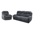 Pemberly Row Contemporary Charcoal Power Reclining Sofa and Recliner
