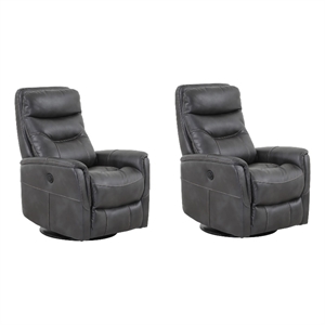 Pemberly Row Contemporary Flint Power Swivel Glider Recliner Two Pack