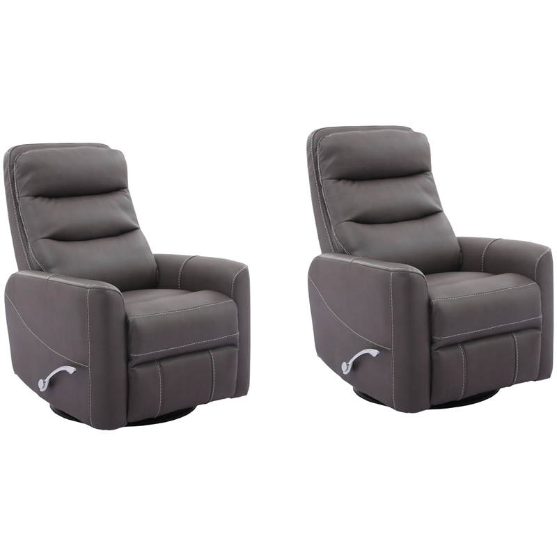 Pemberly Row Contemporary Haze Swivel Glider Recliner Two Pack