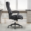 Pemberly Row Contemporary Top Grain Leather Desk Chair in Black