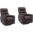 Pemberly Row Contemporary Chocolate Swivel Glider Recliner Two Pack
