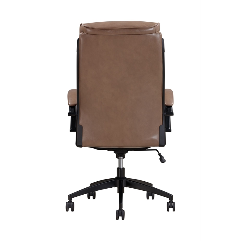 Pemberly Row Contemporary Top Grain Leather Desk Chair in Brown