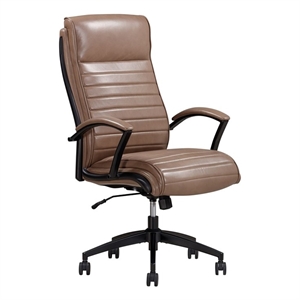 Pemberly Row Contemporary Top Grain Leather Desk Chair in Brown