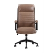 Pemberly Row Contemporary Top Grain Leather Desk Chair in Brown