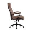 Pemberly Row Contemporary Top Grain Leather Desk Chair in Brown