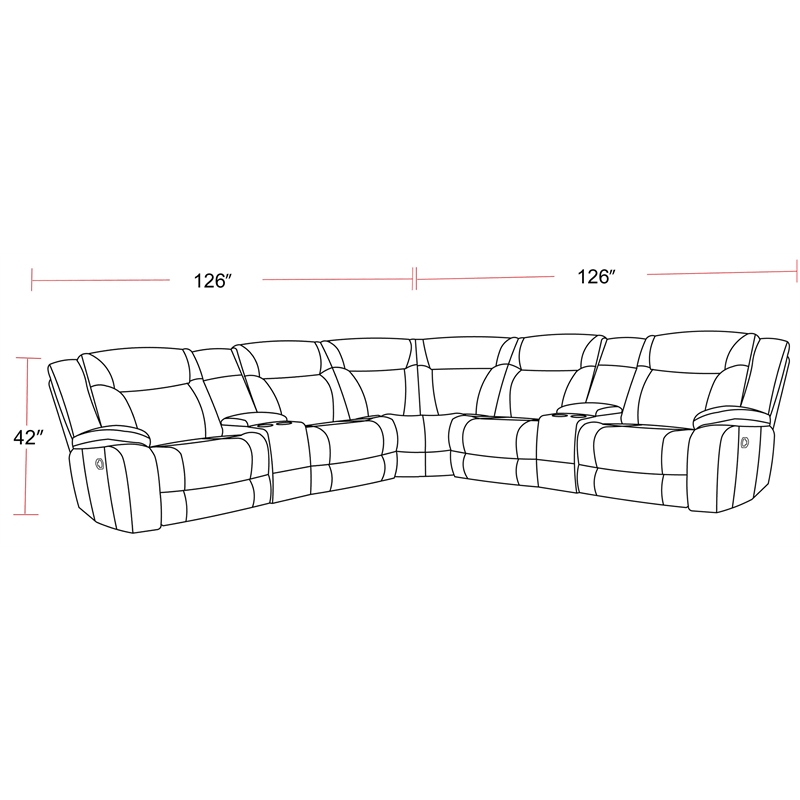 Pemberly Row Contemporary Desert Taupe 7 Piece Reclining Sectional