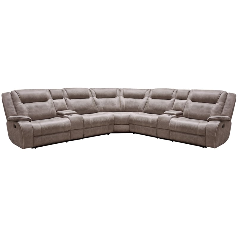 Pemberly Row Contemporary Desert Taupe 7 Piece Reclining Sectional