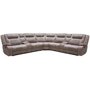 Pemberly Row Contemporary Desert Taupe 7 Piece Reclining Sectional