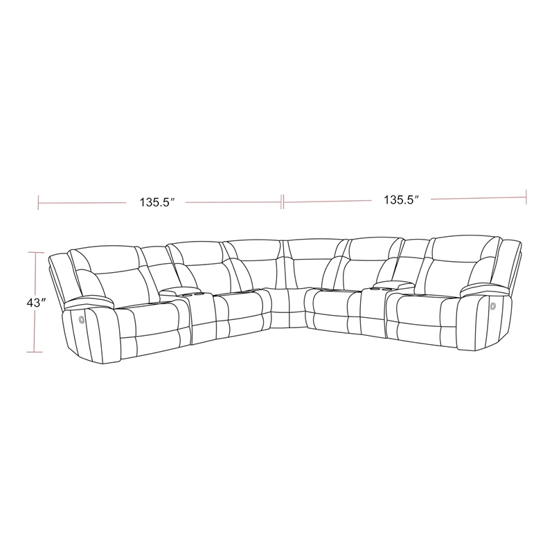Pemberly Row Contemporary Desert Taupe 7 Piece Reclining Sectional