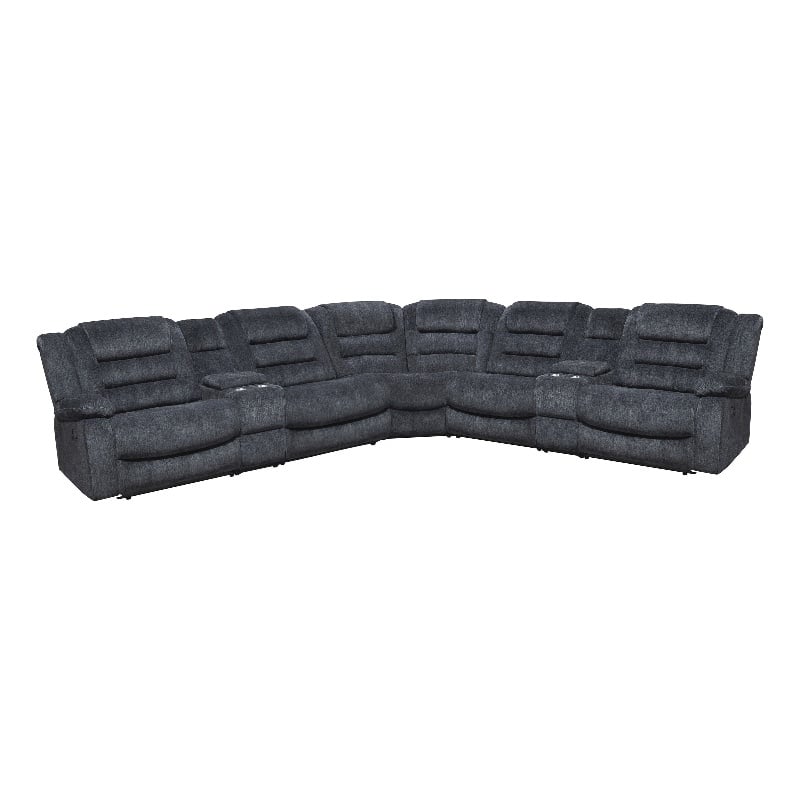 Pemberly Row Contemporary Misty Storm 7 Piece Reclining Sectional