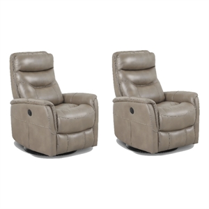 Pemberly Row Contemporary Linen Power Swivel Glider Recliner Two Pack