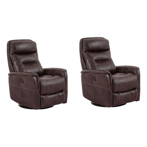 Pemberly Row Contemporary Truffle Power Swivel Glider Recliner Two Pack