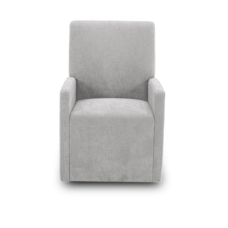 Pemberly Row Contemporary Solid Wood Dining Upholstered Caster Chair in Cream