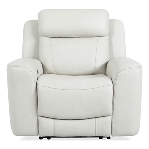 Pemberly Row Contemporary Leather Cream Stone Power Recliner P2