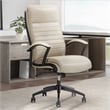Pemberly Row Contemporary Top Grain Leather Desk Chair in Cream