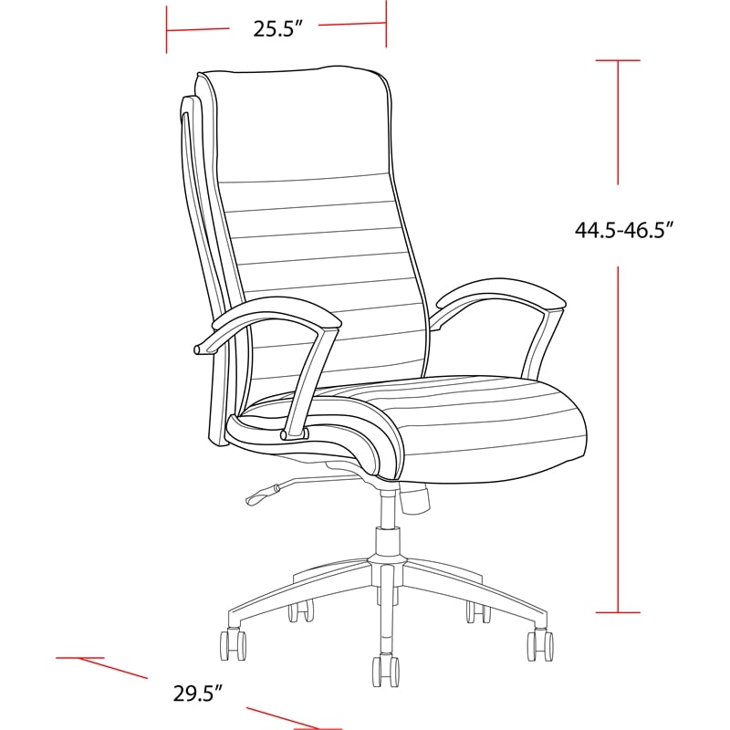 Pemberly Row Contemporary Top Grain Leather Desk Chair in Cream