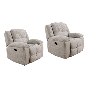 Pemberly Row Contemporary Fabric Opal Taupe Recliner Two Pack