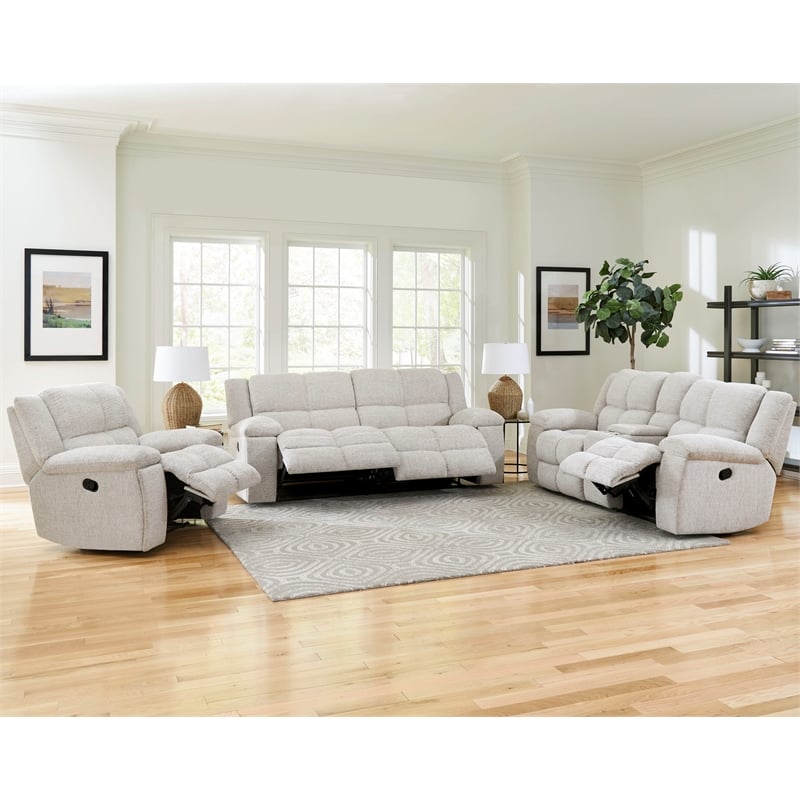 Pemberly Row Contemporary Fabric Opal Taupe Recliner Two Pack