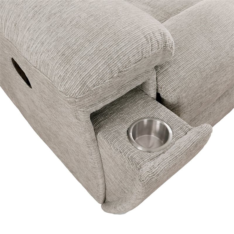 Pemberly Row Contemporary Fabric Opal Taupe Recliner Two Pack