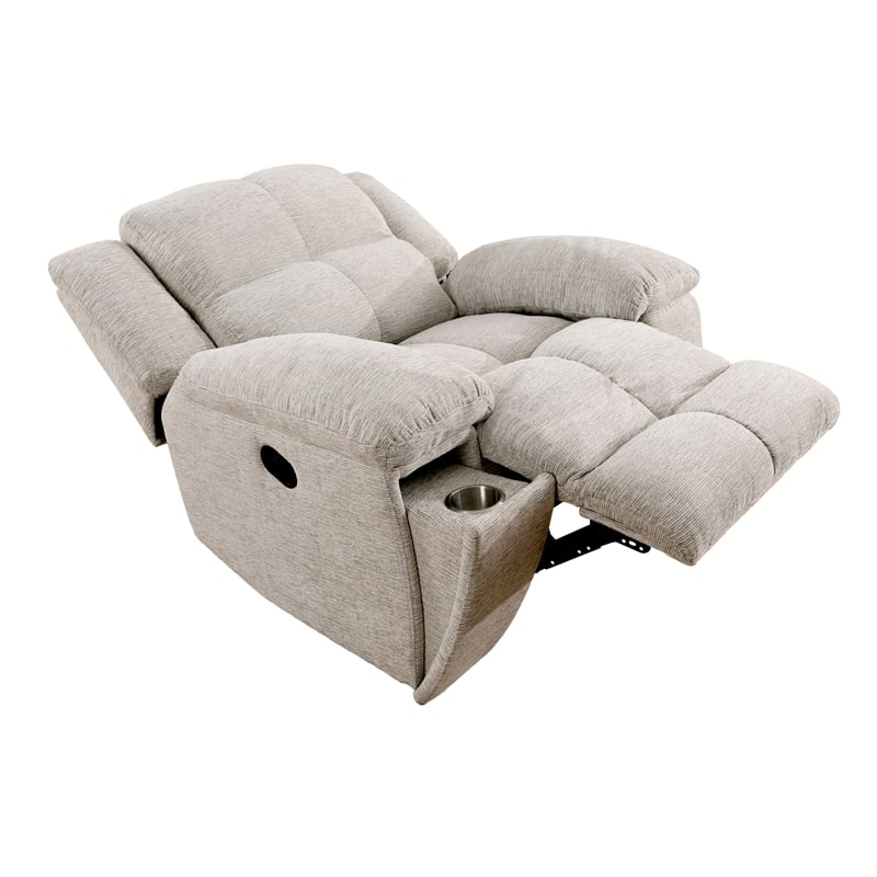 Pemberly Row Contemporary Fabric Opal Taupe Recliner Two Pack
