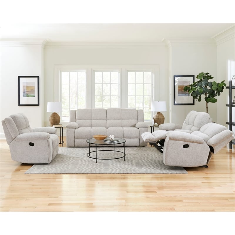 Pemberly Row Contemporary Fabric Opal Taupe Recliner Two Pack