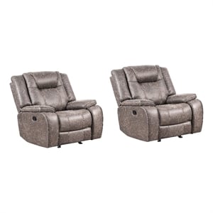 Pemberly Row Contemporary Desert Taupe Glider Recliner Two Pack